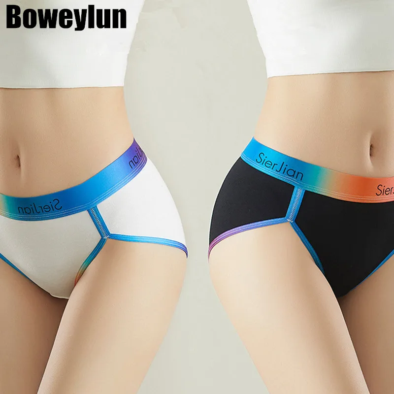 

Boweylun New Gradient Color Cotton Sport Women Triangle Pants Comfortable Breathable Moisture Absorbent Antibacterial Underpants