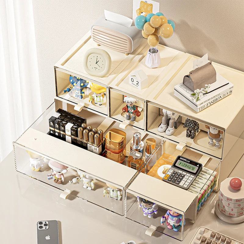 Storage Box with Drawers – Desktop Organizer, Display Case for Collectibles, Office Storage ContainerCustomizable Combination - 2