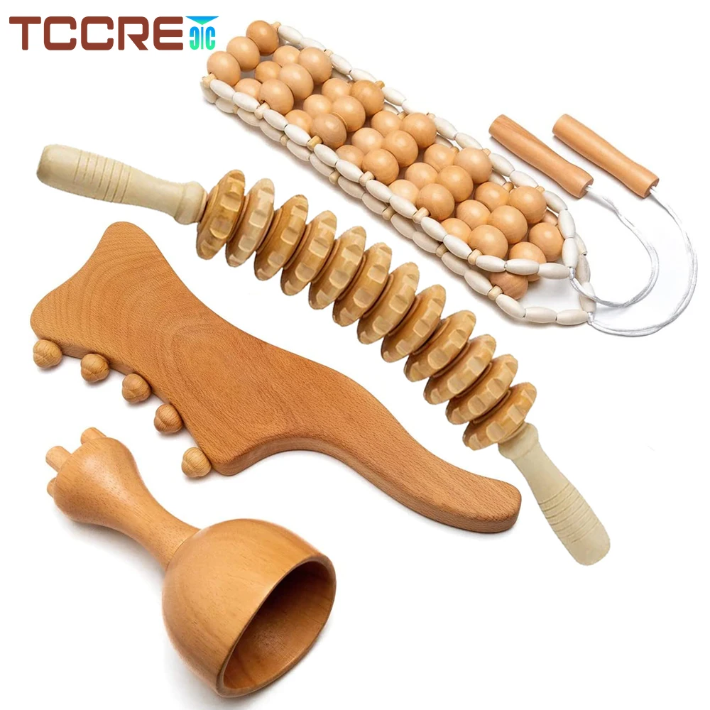 Wooden Roller Stick Gua Sha Board Roller Rope Lymphatic Drainage Massager Professional Maderoterapia Kit Body Sculpting Tools hockey stick skate ice hockey sliding training equipment multipurpose ice hockey roller slide board skating training glide mat