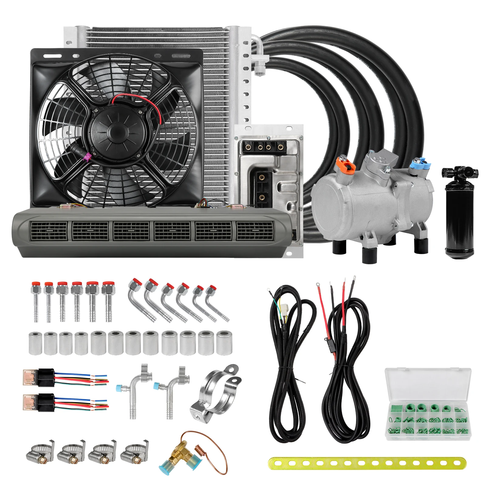 

RV65F 12V/24V car electric A/C large evaporator kit, for large vehicles, trucks, RV, engineering vehicles, vans, buses, etc