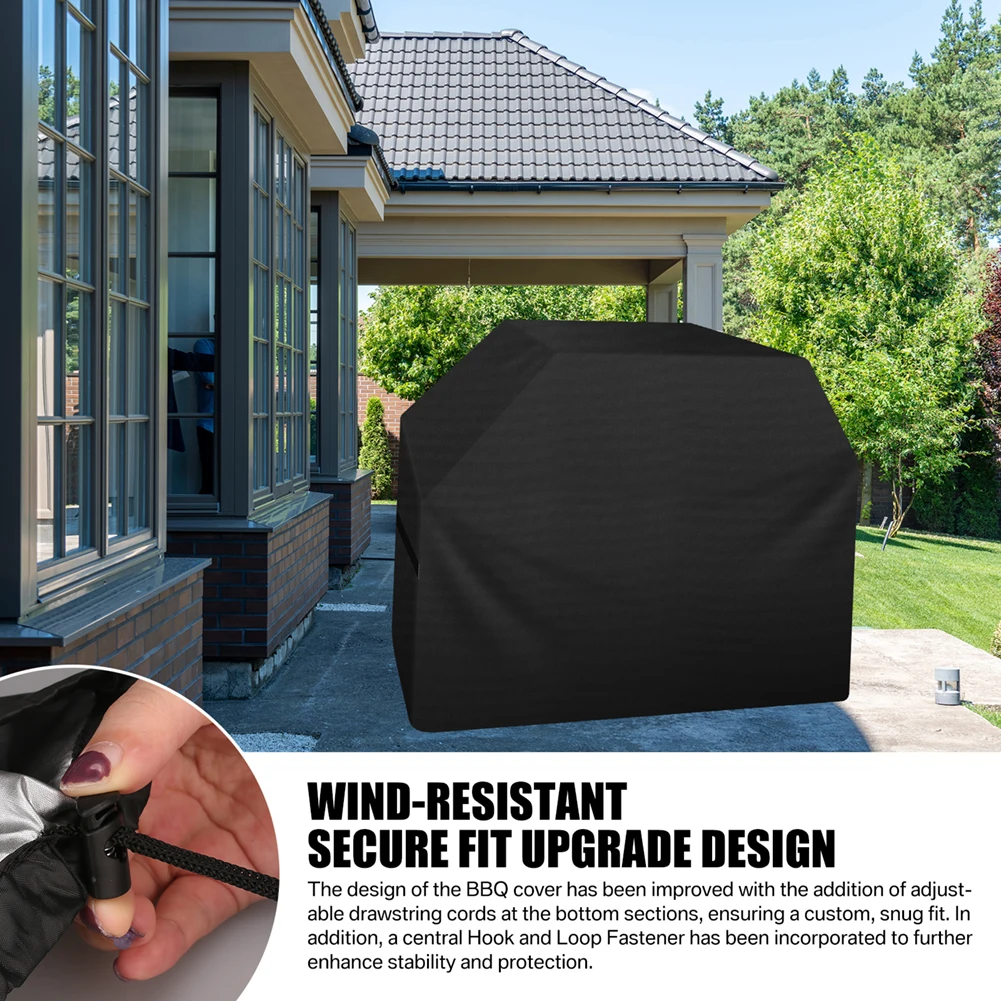 BBQ Cover Barbecue Cover with Cleaning Brush & Barbecue Gloves Waterproof 210D Heavy Duty Oxford Fabric BBQ Outdoor Grill Covers 2