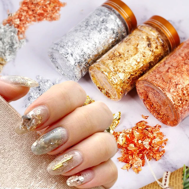 1 Box Gold Silver Irregular Aluminum Foil Paper Nail Art Sticker 3D Glitter  DIY Manicure UV Gel Polish Nail Decoration Tools - Etsy Denmark