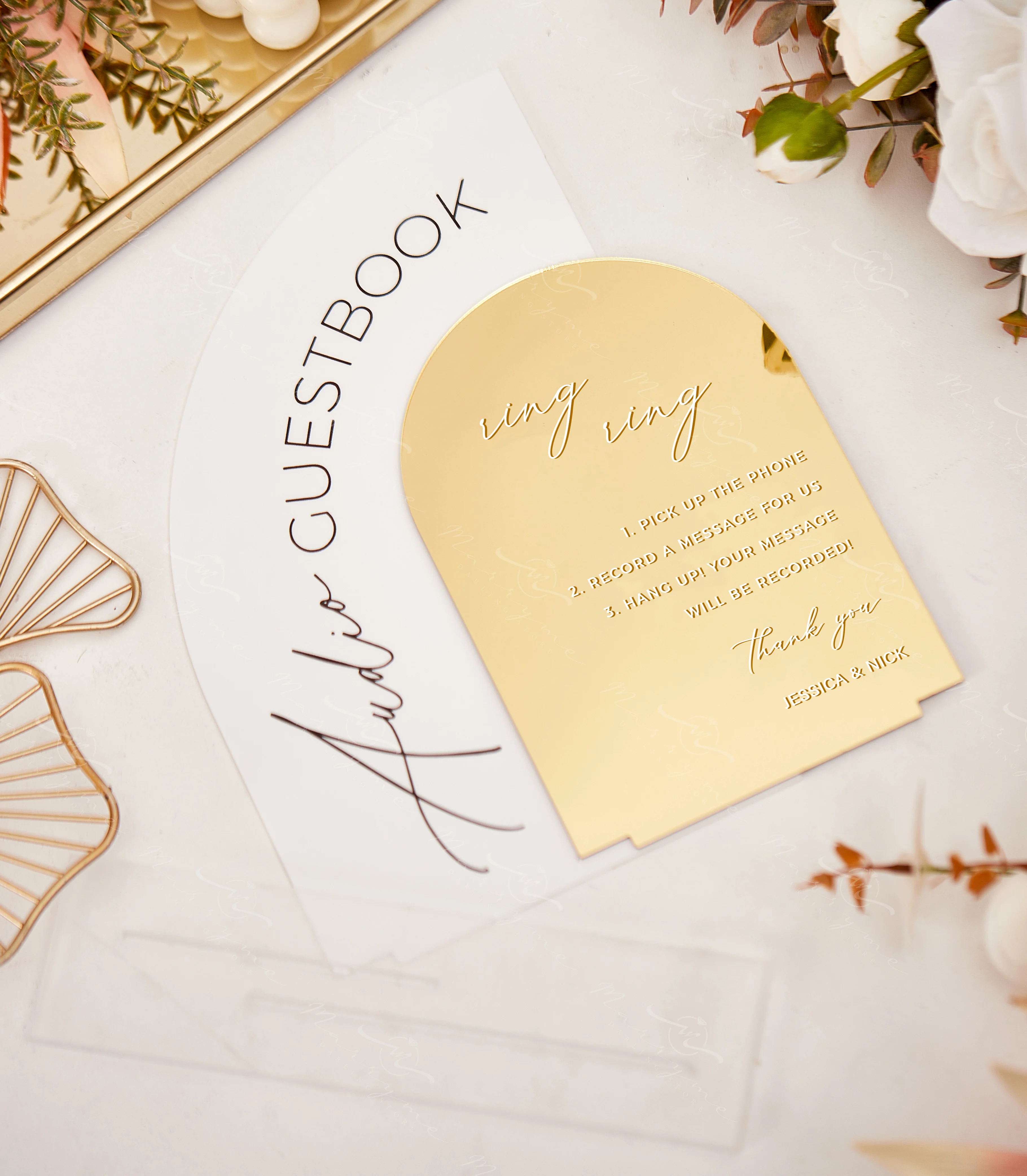 Guestbook Sign Audio Guestbook Sign Arched Gold Mirrored Acrylic Frosted Acrylic Wedding Decoration Reception Stationery acrylic guestbook signs
