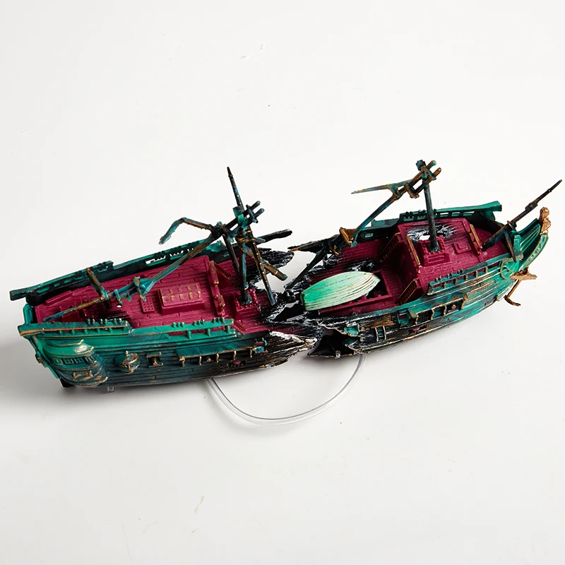 Aquarium Fish Tank Landscape Pirate Ship Wreck Ship Decor Resin Boat Ornament