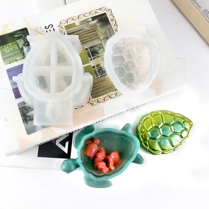 

DIY 3D Turtle Jewelry Storage Box Silicone Mold Succulent Potted Flower Pot Concrete Plaster Mold Storage Decorative Resin Mould