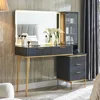 Fluted Makeup Vanity Desk with 36" HD Lighted Mirror, 48" Big Modern Vanity Desk with Mirror and Lights, Dressing Table 1