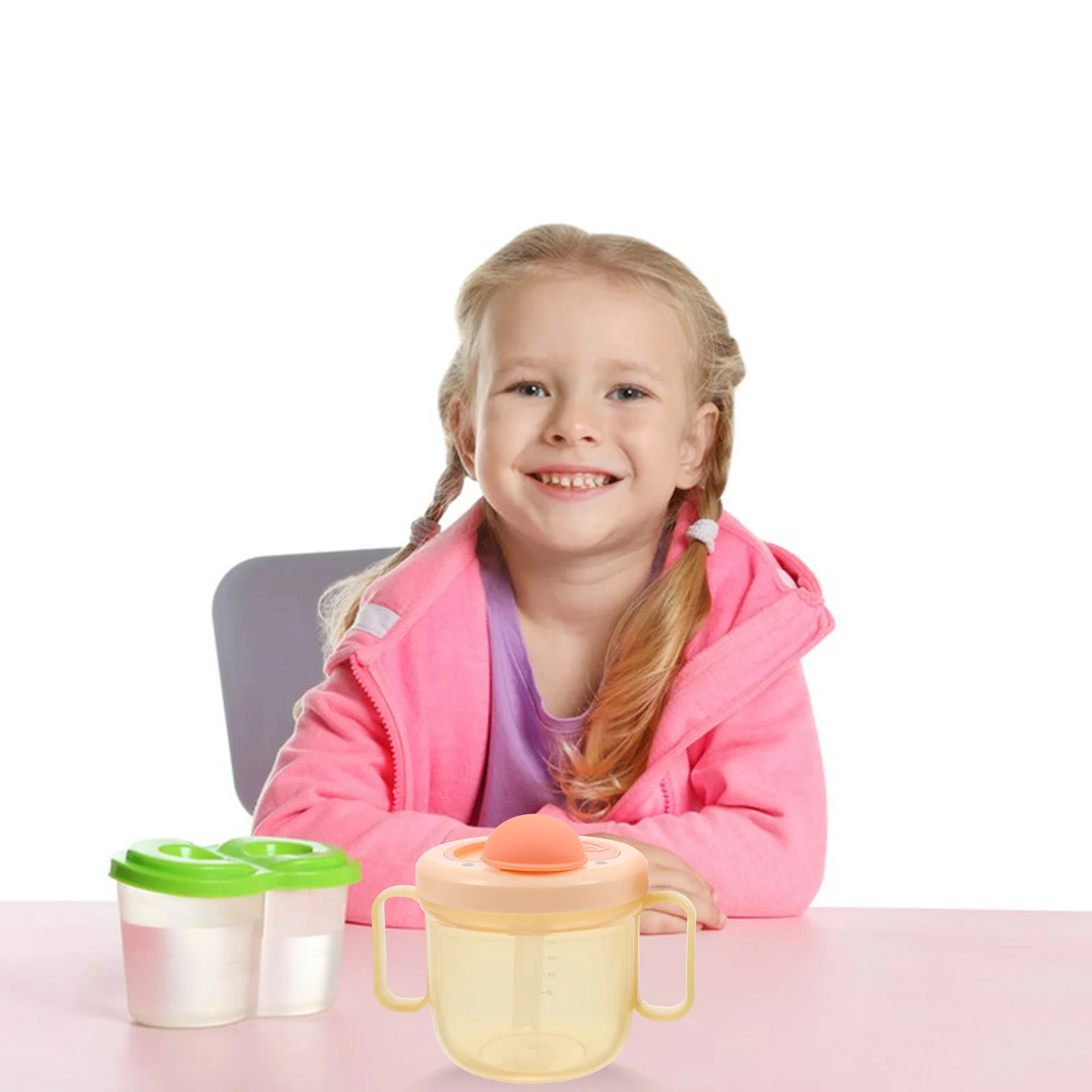 흘림 방지 실리콘 빨대컵 손잡이 포함,  및 노인 케어용 계량 온스 표시, 버블티, 아이스커피, 휴대용