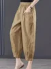 High Waist Cotton Linen Nine Point Pants Women Summer Loose Trousers Lantern Pants Drapey Feeling Casual Harlan Trousers