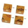 6cm Handcrafted Wooden Music Box Vintage Mechanical Musical Box Crafts Gift, Prints Castle Scenery, Castle in the Sky Tone 5