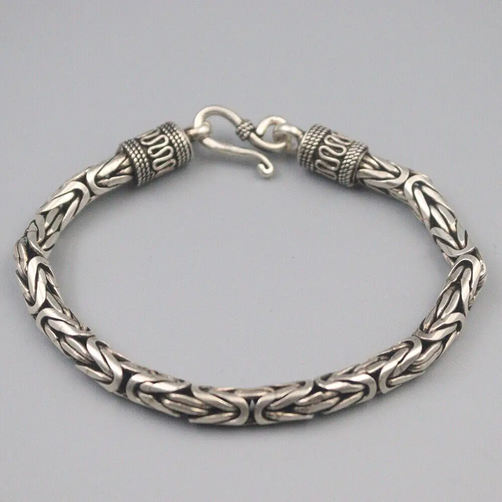 

New 925 Sterling Silver 6mm Byzantine Link Chain Bracelet 8.26inch For Man