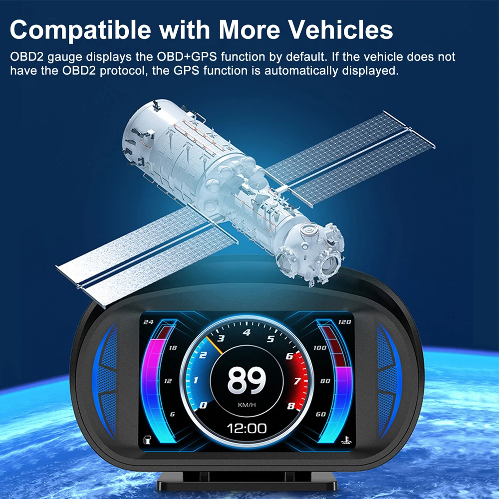 P2 Car Head Up Display OBD GPS Odometer Vehicle Dashboard Digital Speedometer Multifunctional Universal Car HUD
