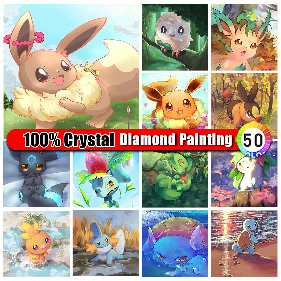 100% Crystal Diamond Painting Kit Pokemon Pikachuib Cross Stitch Ricamo Zipper Bag Handmade Diamond Mosaic Cartoon Art Gift