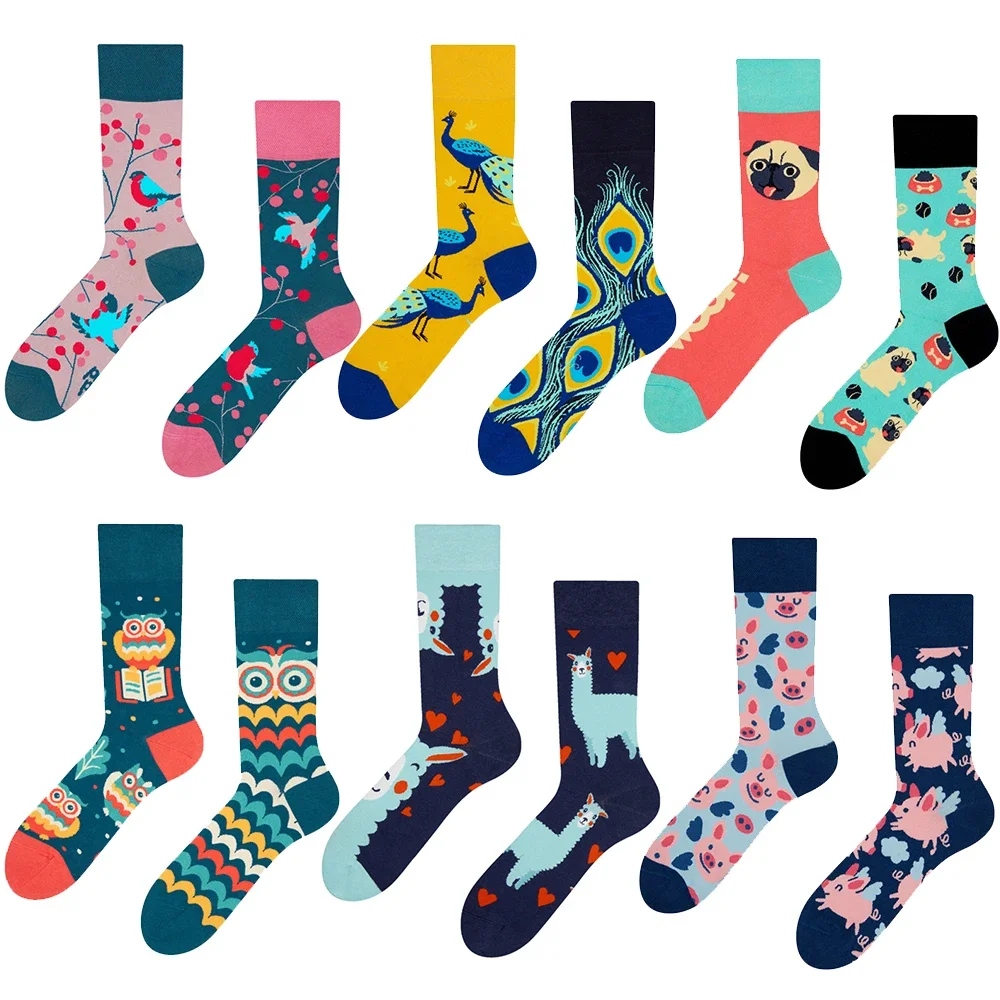 

2024 Autumn 1 Pair Women Original AB Tide Socks Medium High Tube Colorful Socks Animal Flower Cotton Unisex Socks