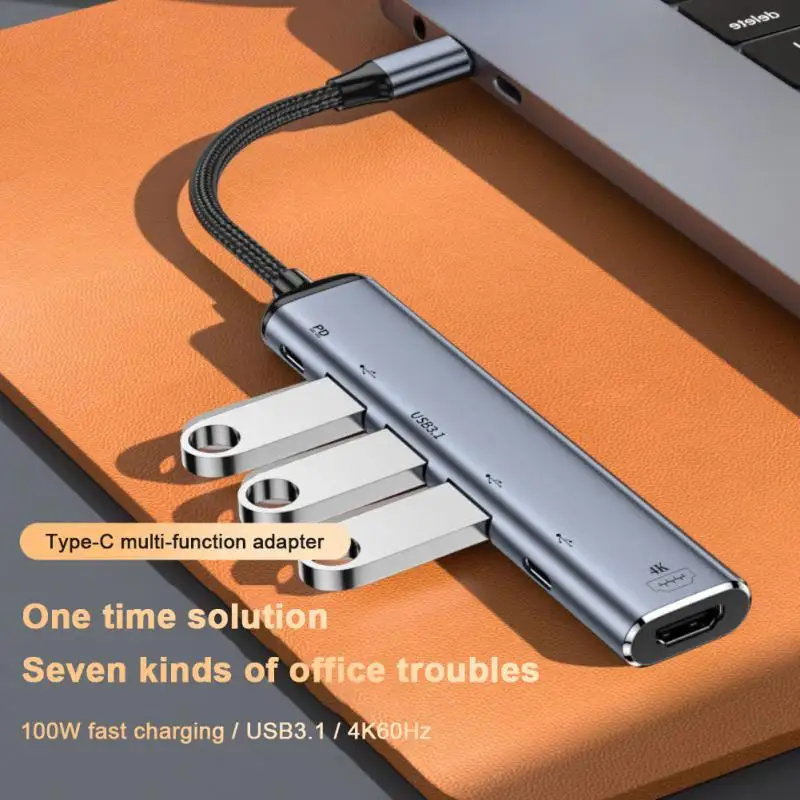 확장 도크 C타입 컨버터 알루미늄 합금 다기능 C타입, HDMI 호환, usb3.1, vga C타입 허브, Usb-c Pd 100W