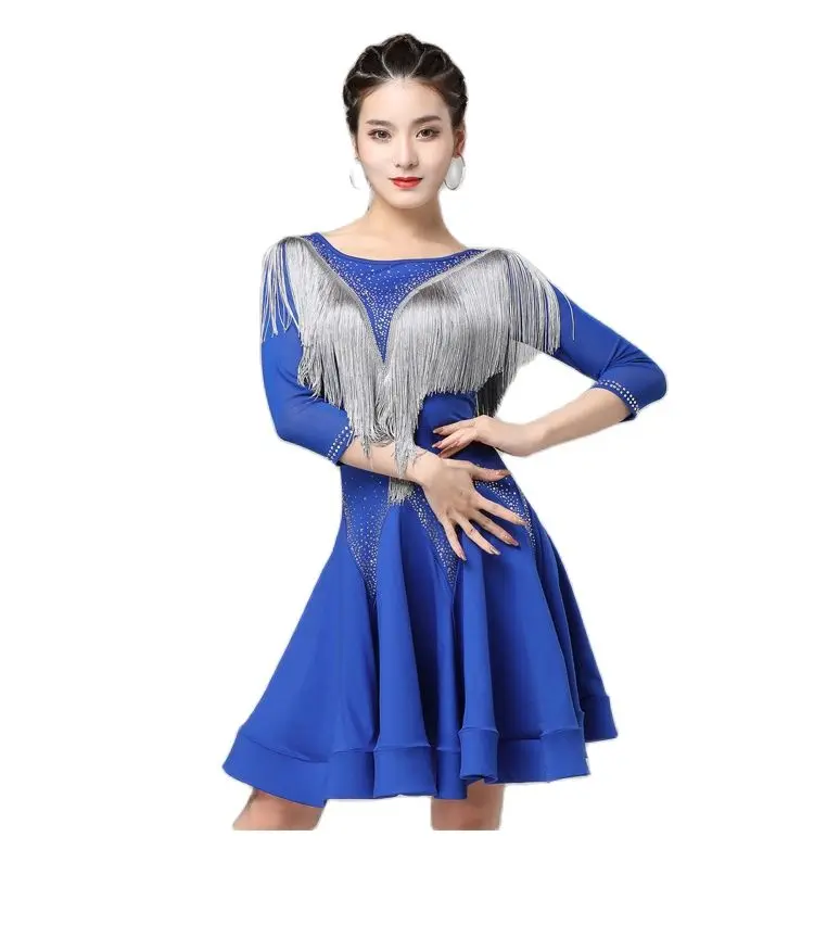 

Adult Latin Dance Fringed Dress with Swing Skirt Professional Competition Dance Dress Women Group Performance Costume L22240