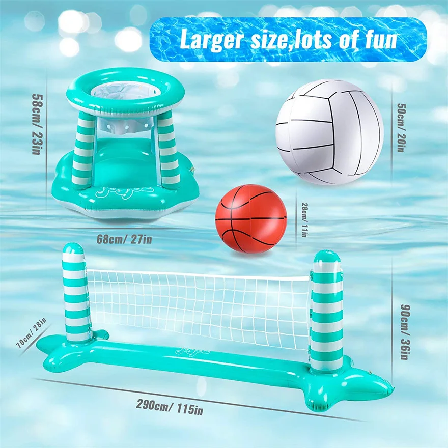2-in-1 Inflatable Water Volleyball & Basketball Set: Poolside Fun for Family & Outdoor activities,pool,party,sport toy,summer
