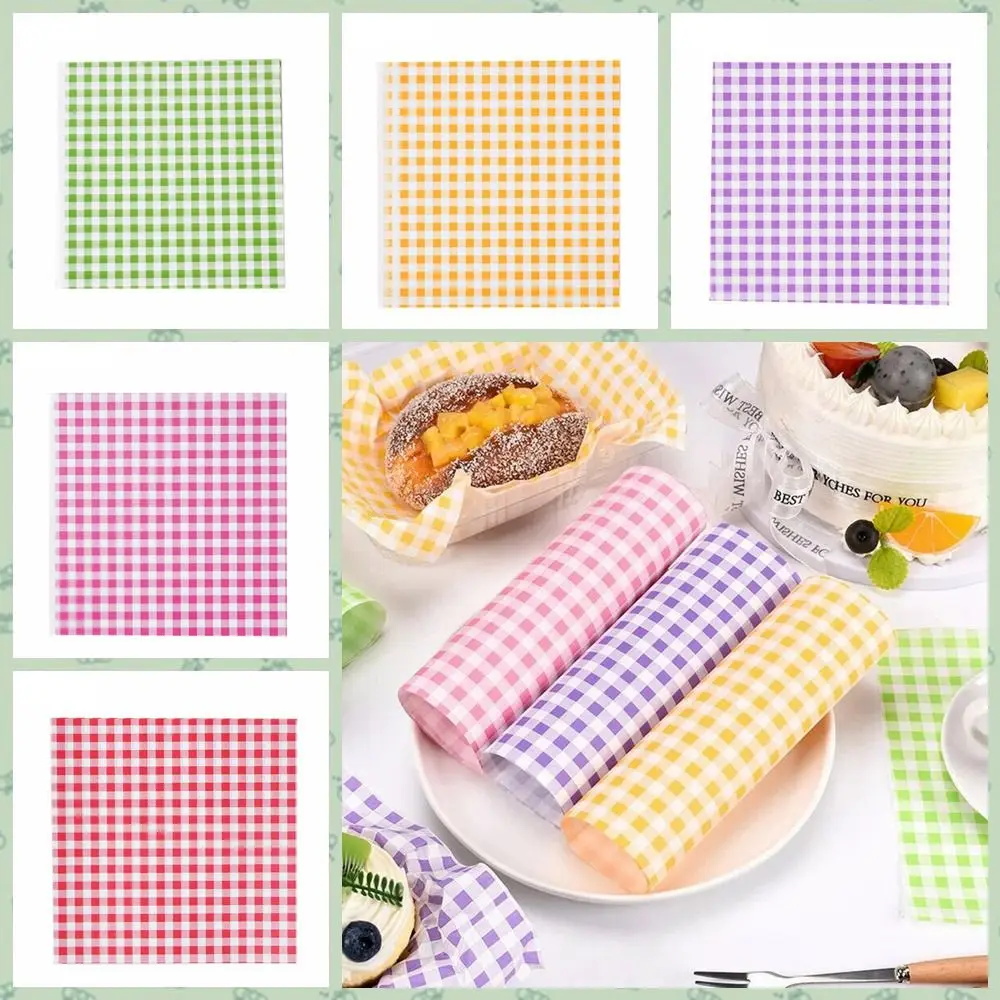 Greaseproof Paper Liners Sandwich Wrapping Paper 4 Colors Wax Sheets for BBQ Picnic Festival Party Fast Food