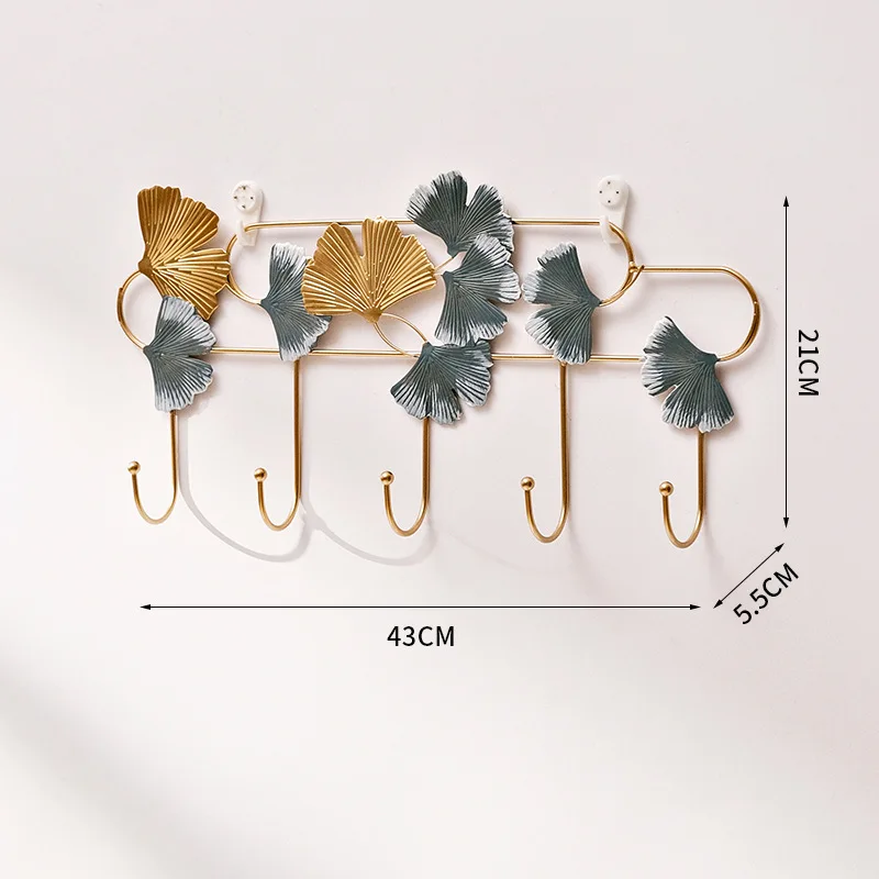 Nordic Style Golden Leaf Hook Creative Coat Cap Hanger Key Organizer Iron Art Wall Hanging Decoration Home Storage Accessories 5