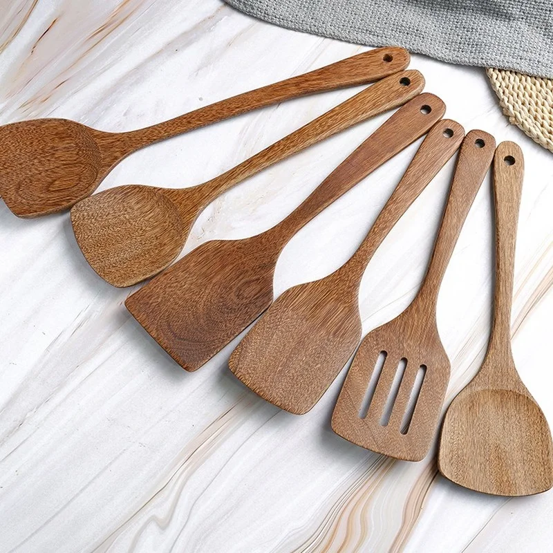 Kitchen Utensils Non-stick Wooden Spatula with Long-handled for Pan Cooking Bakery Utensils Dinner Food Wok Shovels Turner Japanese Kitchen Tools