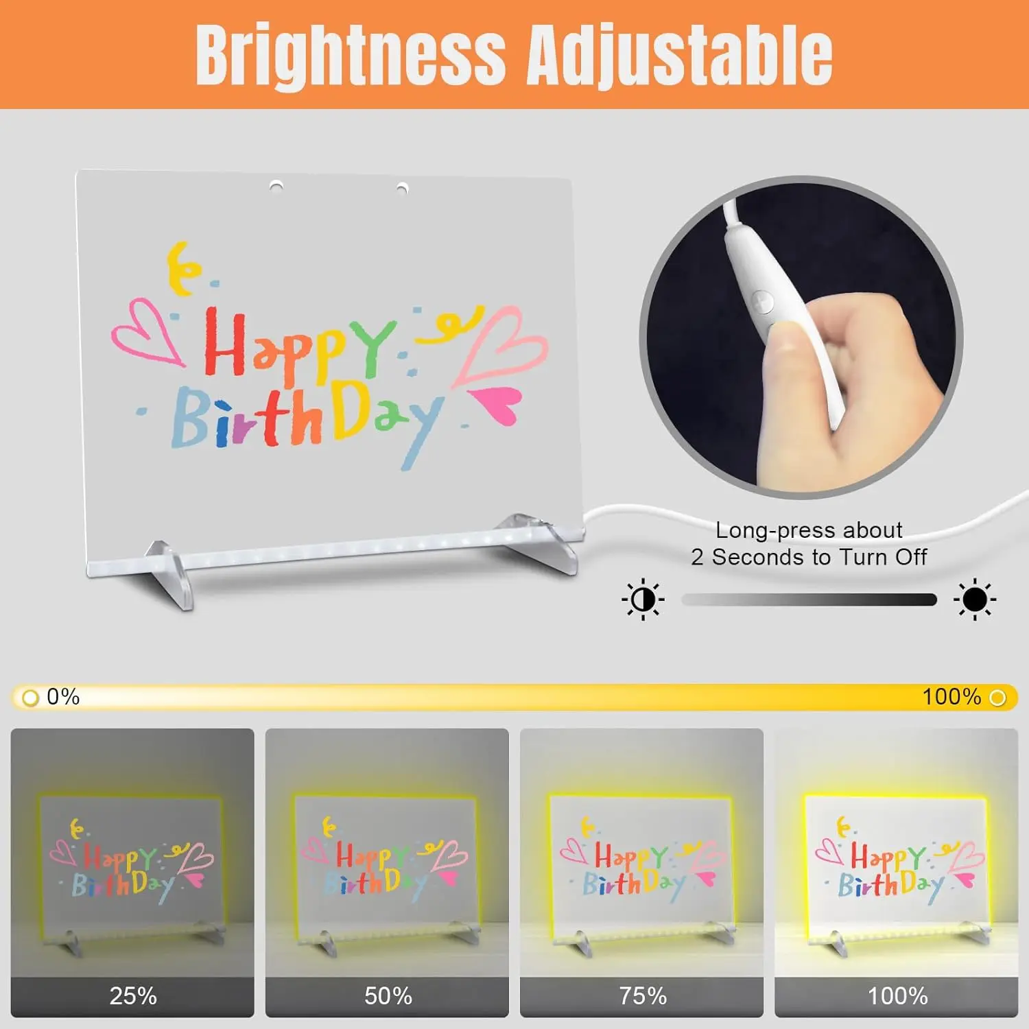 Led-notitiebord met kleuren, oplichtend berichtenbord, nachtlampje, notitiebord, transparant acryl tekenbord met 7 kleuren, standaard, led- schrijfbord, tekenbord voor kinderen, slaapkamer, decoratie