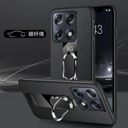 Magnetic Ring Holder PU Leather Shockproof Case with Lens Protection - Moto Signature (Matte black)