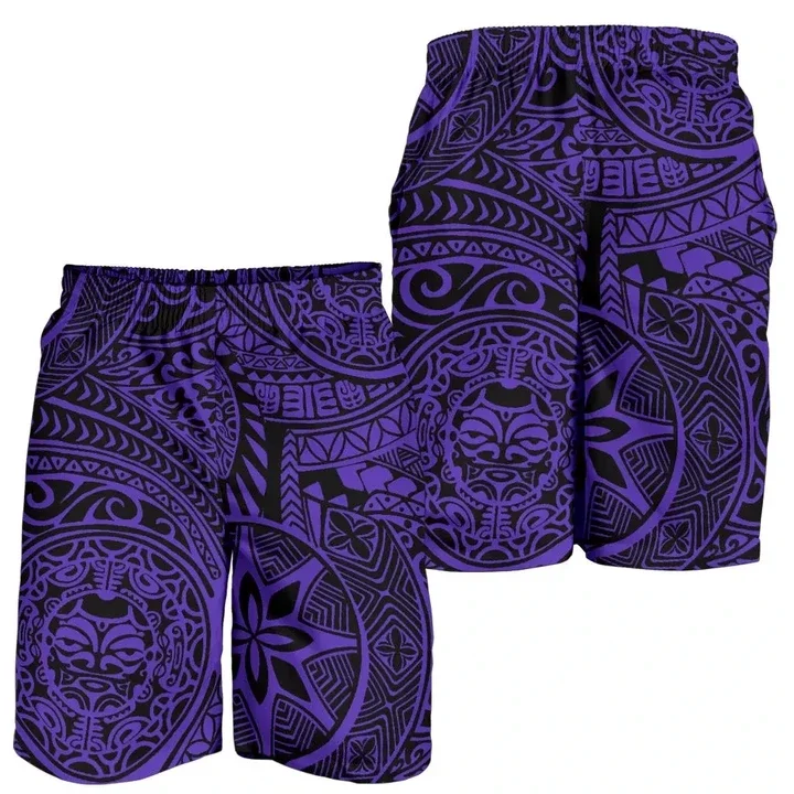 

New Zealand Olive Branch 3D Print Beach Shorts Maori Tiki Mask Graphic Short Pants Hawaii Streetwear Tribal Tiki Sun God Trunks