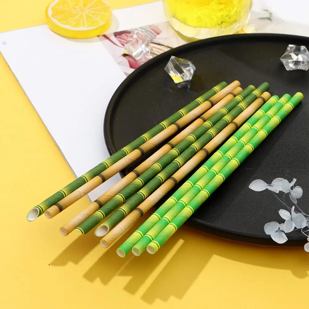 25pcs Reusable Wedding Decoration Paper Tubes Bamboo Straws Party Supplies Drinking Tubes