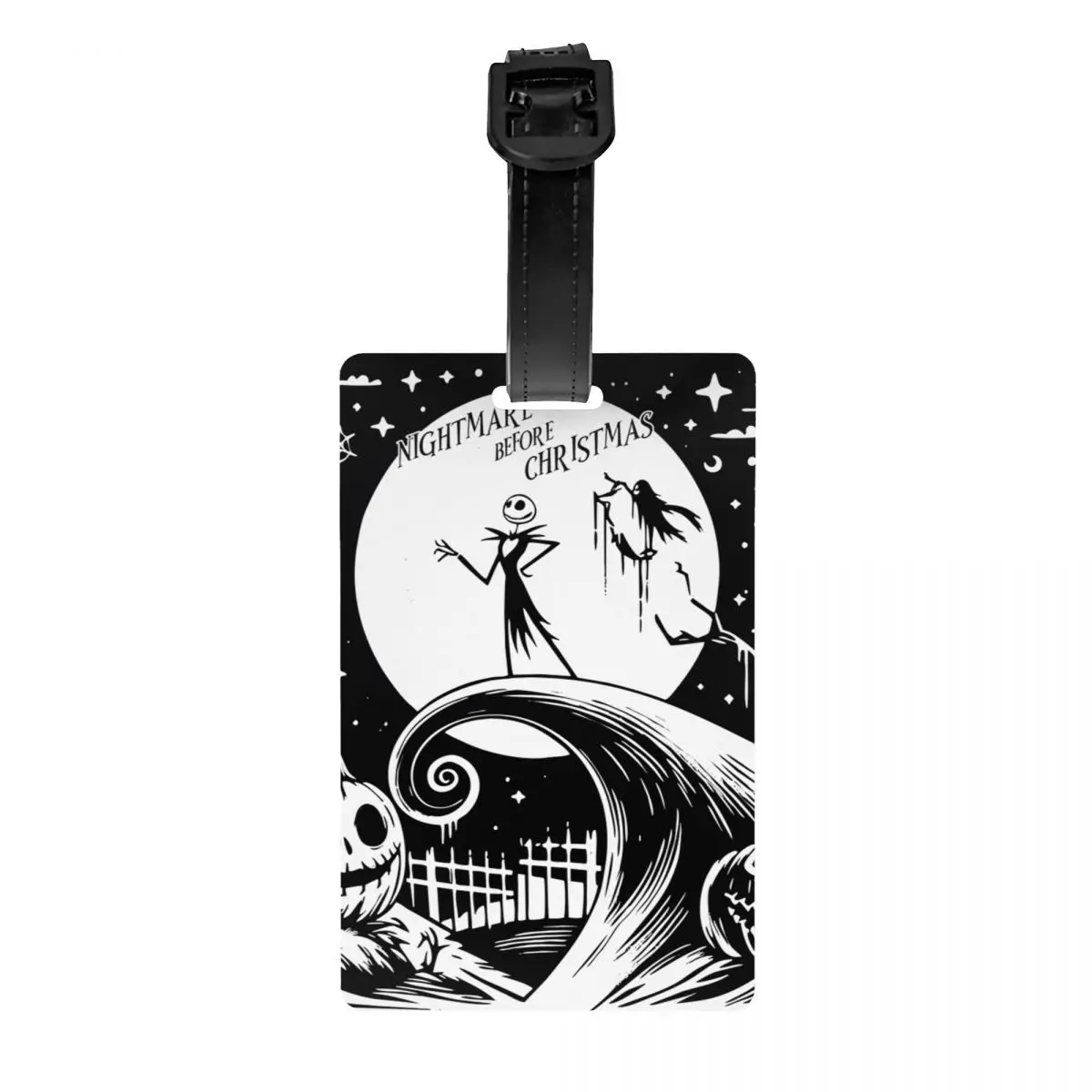 

Custom Nightmare Before Christmas Luggage Tag Halloween Movie Jack Skullington Privacy Cover ID Label for Travel Bag Suitcase