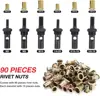 14" Rivet Nut Tool Professional Hand Rivet Nut Setter Kit Labor-Saving and Compact Design Including 6 Interchangeable 4