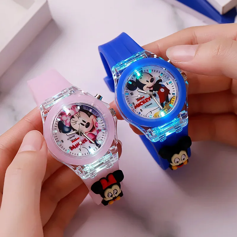 Milwauyfashion Minnie Watch Mickey Mouse Luce Flash Per Bambini Cartoon Figure Doll Orologio Elettronico Ragazzi Ragazze Regali Di Compleanno