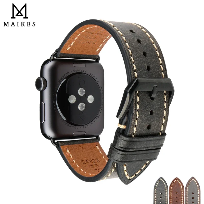 

, MAIKES Retro Oil Waxed Leather Strap For Hermes Apple Watch Band 49mm 45mm 41mm 44mm 40mm 42mm 38 iWatch Strap 8 7 6 SE 5 4 3