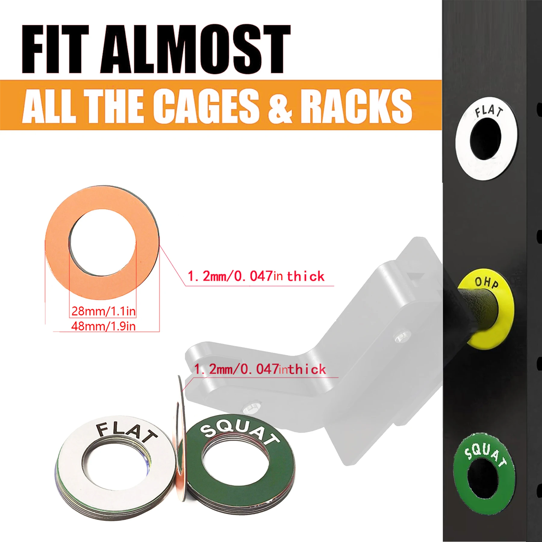6Pairs Barbell Magnetic Position Marker Reminder Labels, Home Gym Squat Rack Magnetic Position Marker Labels, 1 Inch Aperture Ba 4