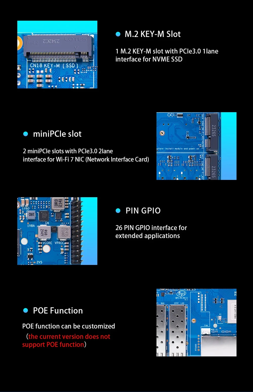 Banana Pi BPI-R4 WIFI 7 Router Kit MediaTek MT7988A (Filogic 880) SOC Openwrt Sm