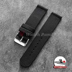 Versatile Canvas Nylon Watch Strap with Quick Release - Unisex Wristband Accessories - 22mm (Black)