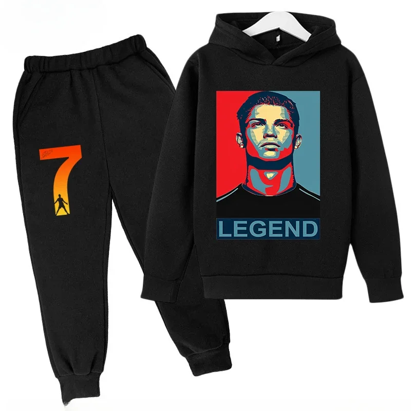 thumbnail image 1 of Conjunto de sudadera y pantalones deportivos para niños, conjunto de 2 piezas para niños y niñas, ropa para niños con estampado de avatar de Ronaldo, 1 of 5