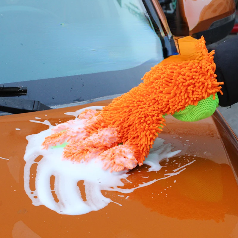 Waterproof Car Wash Microfiber Chenille Gloves Thick Car Cleaning Mitt
