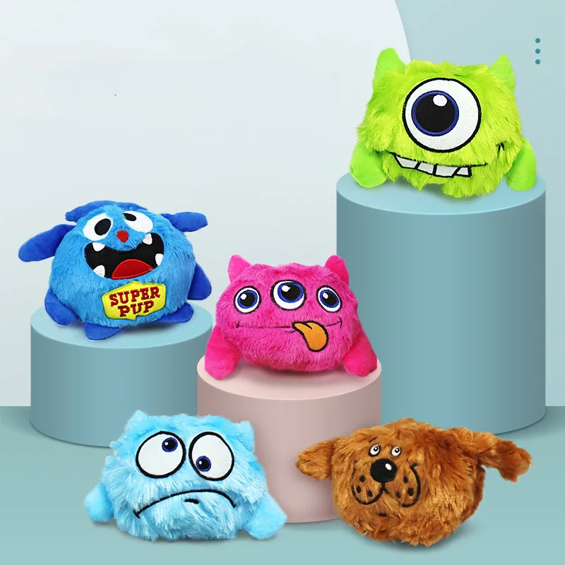 

Pet Dog Toy Electric Bouncing Sounding Ball Toy Cat DogVibrating Squeaky Plush Cute Cartoon Toys with Battery Pet Items