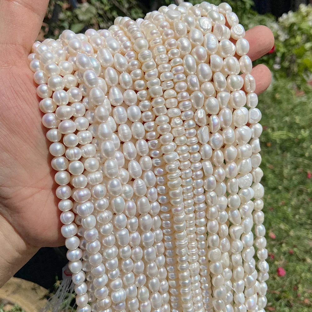 1 Str,Real Freshwater Pearls, Irregular Pearls,AAA, Three-Color Pearl  Necklace, DIY Pearl Accessories, Multi-Size Pearls, Length 35 cm