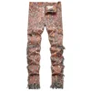Men Bandana Print Pants Plus Size Multi Pockets Cargo Jeans Fashion Tassels Paisley Bandanna Trousers 1