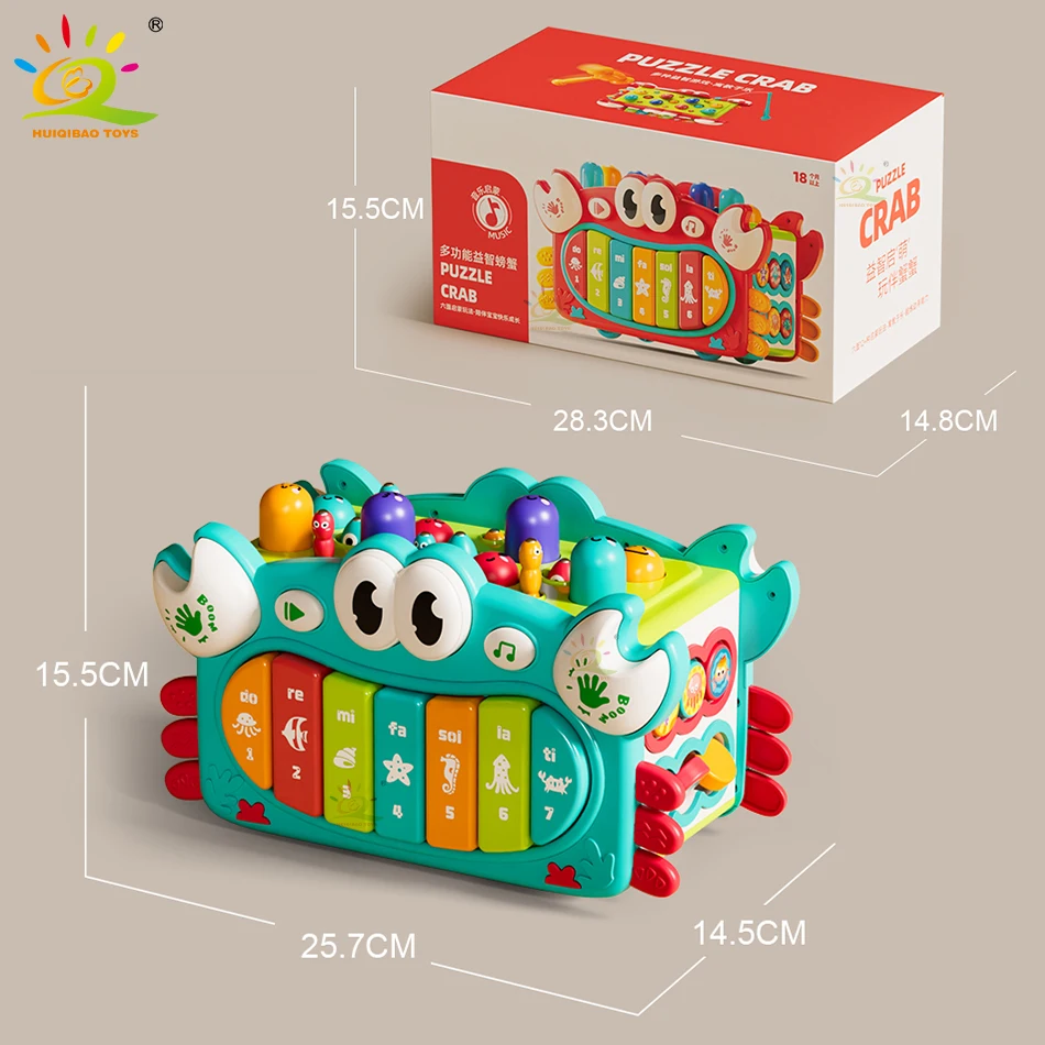 Baby Montessori Hexahedron Cube Toys Games Board Drum Piano Toddlers Multifunctional Pounding Early Education Toy for Children 2