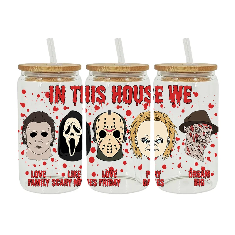 Não Você Pendure Up Horror Filme Faca Adesivos, Cara Assustadora, 16oz  Libbey Óculos Wraps, Garrafas Cup, D3482 - AliExpress