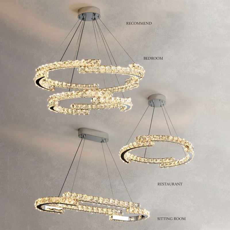 

Luxury LED Crystal Chandelier Living Room Lighting Fixtures Simple Modern Atmosphere Pendant Lamp Bedroom Light Creative Dining