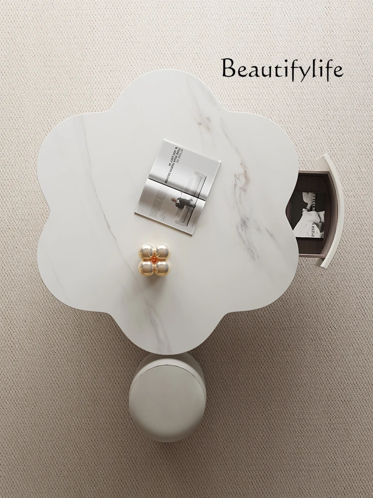 

Silent Style Petal Tea Table Italian Modern Simple Small Apartment Living Room Cloud Super Crystal Stone Tea Table