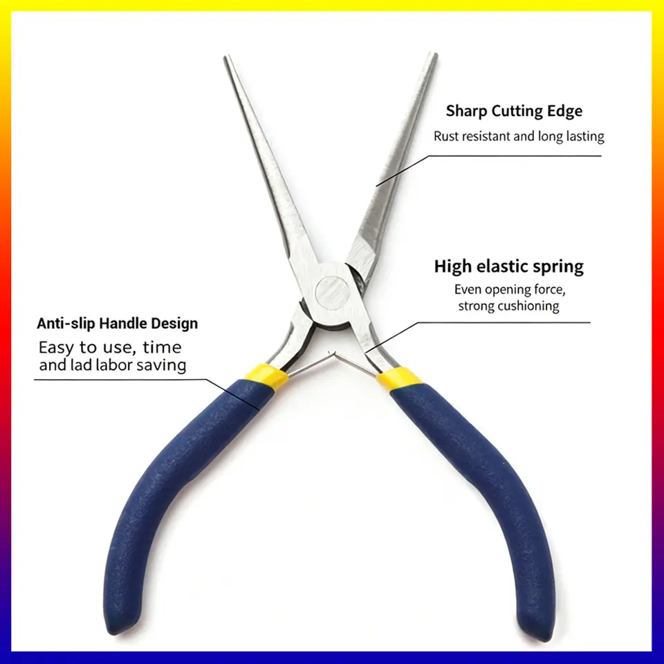 2pcs 6" Mini Needle Nose Pliers with Comfort Grip Handles, 2PCS Long Nose Pliers Set for Handmade Craft image 4