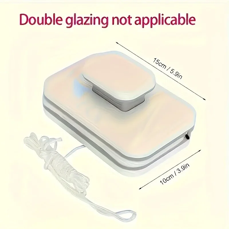 Double Sided Magnetic Window Cleaner - A High-rise Glass Cleaning Tool with A Safety Rope, Suitable for Windows 3-10mm Thick