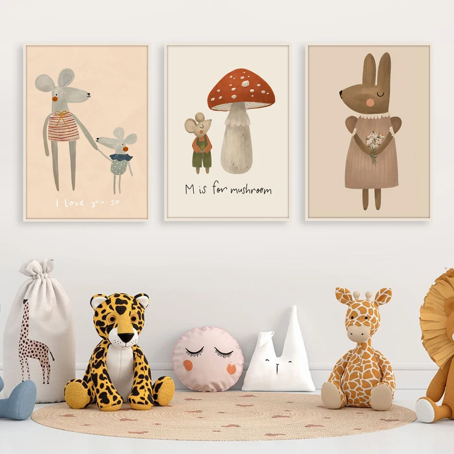 Nordic Poster Rabbit Baby Room Decor Wall Painting Art Print Poster