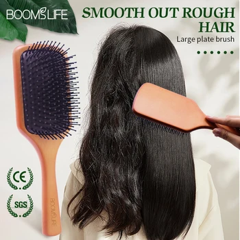 Square Paddle Detangling Hair Brush Women Head Scalp Massage Brush Wide Tooth Comb for Hair Big Air Cushion Maple Wood HairBrush