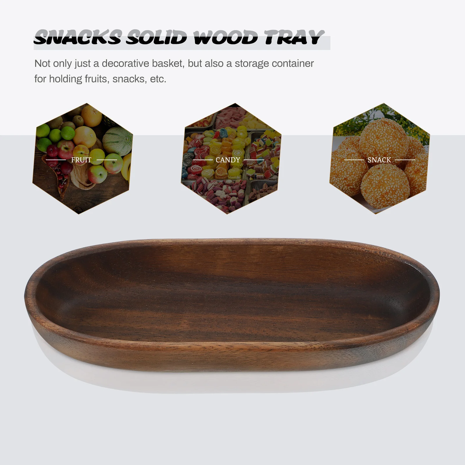 Boat Shaped Acacia Wood Tray Solid Wood Material Snack Bowl Salad Plate Fruit Dish Candy Container Desktop Tray Serving Platter