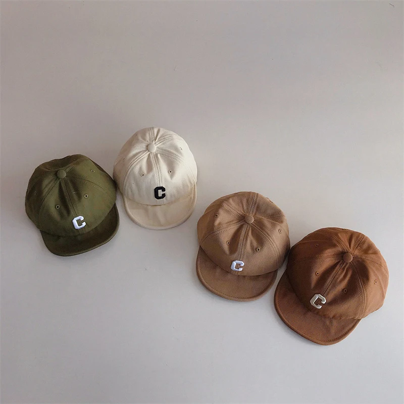 Gorra de verano con letra C para bebé, ajustable, suave, con visera, para recién nacidos_voghion.com