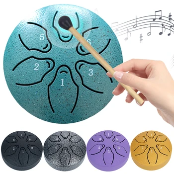 Steel Tongue Drum Portable Rain Drum Hand Pan Drum Percussion Musical Instruments 3 Inch 6 Notes For Yoga Meditation Musical Toy 1